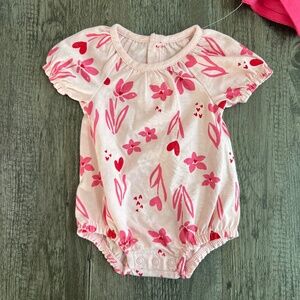 Carters Just One You Valentine’s 2 Piece Pink Floral Bubble and Cardigan Set